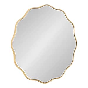 Viona 26.00 in. H x 26.00 in. W Scalloped MDF Framed Gold Mirror