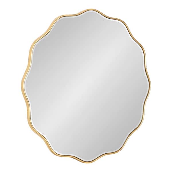 Kate and Laurel Viona 26.00 in. H x 26.00 in. W Scalloped MDF Framed Gold Mirror