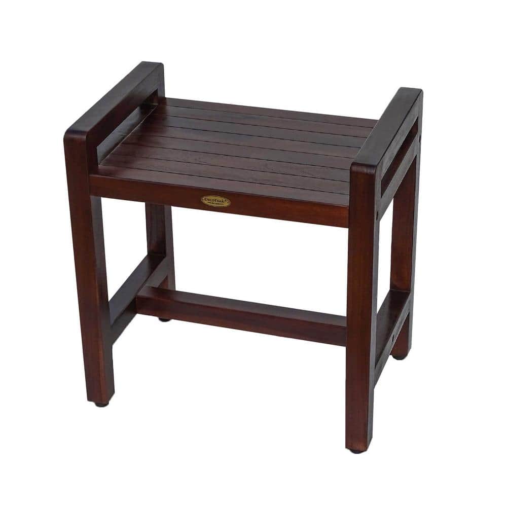 DecoTeak Classic 20 in. Ergonomic Teak Shower Stool with LiftAid Arms ...
