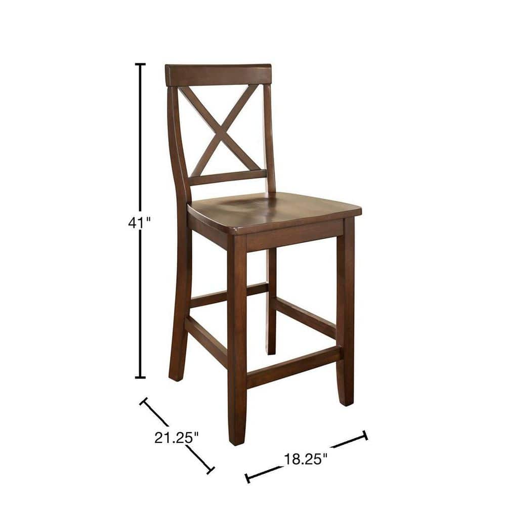 Vintage Mahogany Hand-Rubbed Hardwood 24" Counter Stool Set