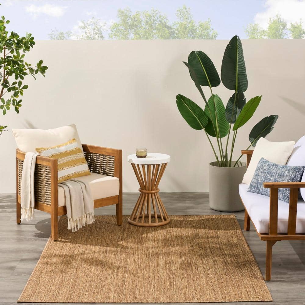 Natural Geometric Flat Woven Synthetic 5' x 7' Area Rug
