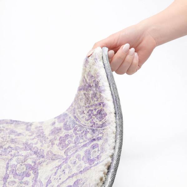 Dream Shag Premium Machine Washable Abstract ADS835 Lavender 2 ft. x 7 ft. Runner Rug