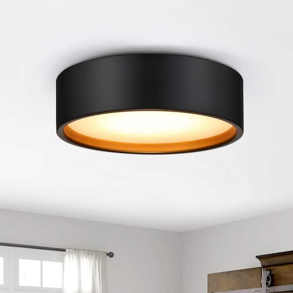 14 in. LED Modern Black Dimmable Flush Mount Ceiling Light