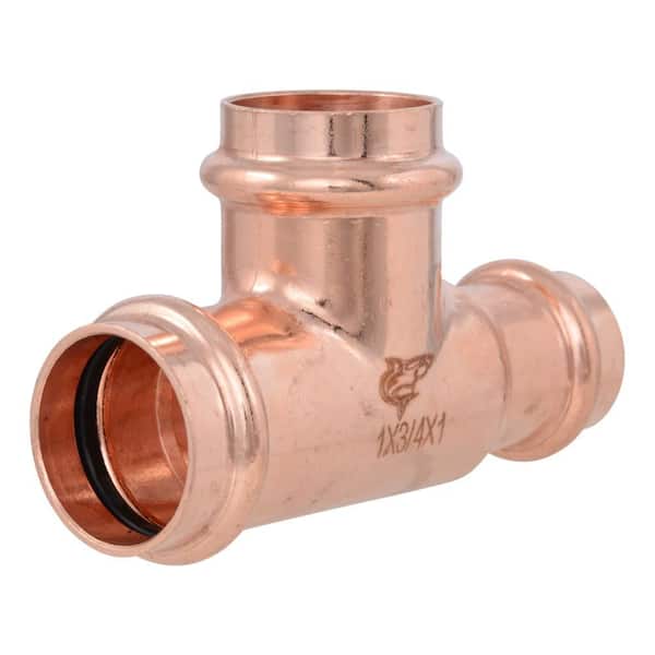 1-in x 3/4-in x 1-in Copper Press Reducing Tee (5-Pack)