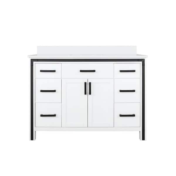 Ziva 48 in W x 22 in D White Bath Vanity and Cultured Marble Top