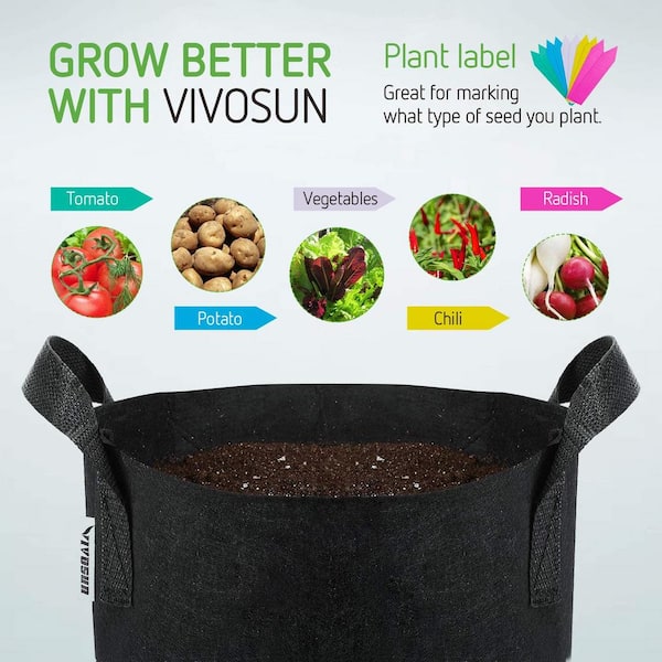 VIVOSUN 10 gal. Brown Fabric Nonwoven Plant Grow Bags with Handles (5-Pack)