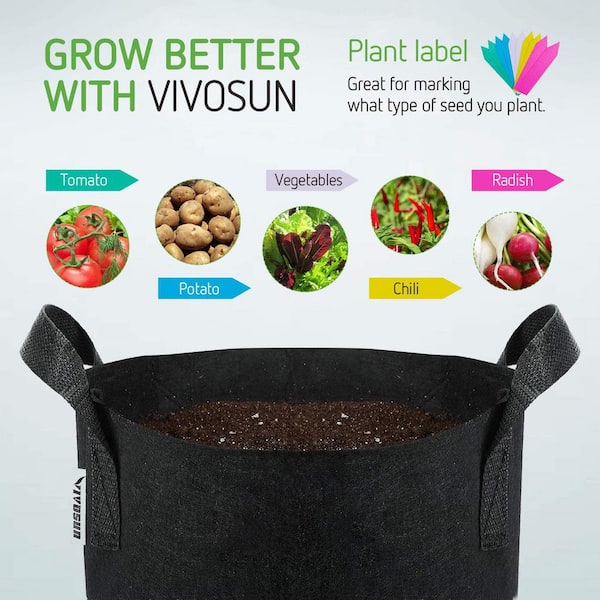 25 Gallon Plant Grow Bag, Thickened Nonwoven Fabric Plant Pots Grow Pouch  Flowers Grow Bag Durable Planting Container with Handles, for Nursery  Garden and Planting, Black - by Viemira 