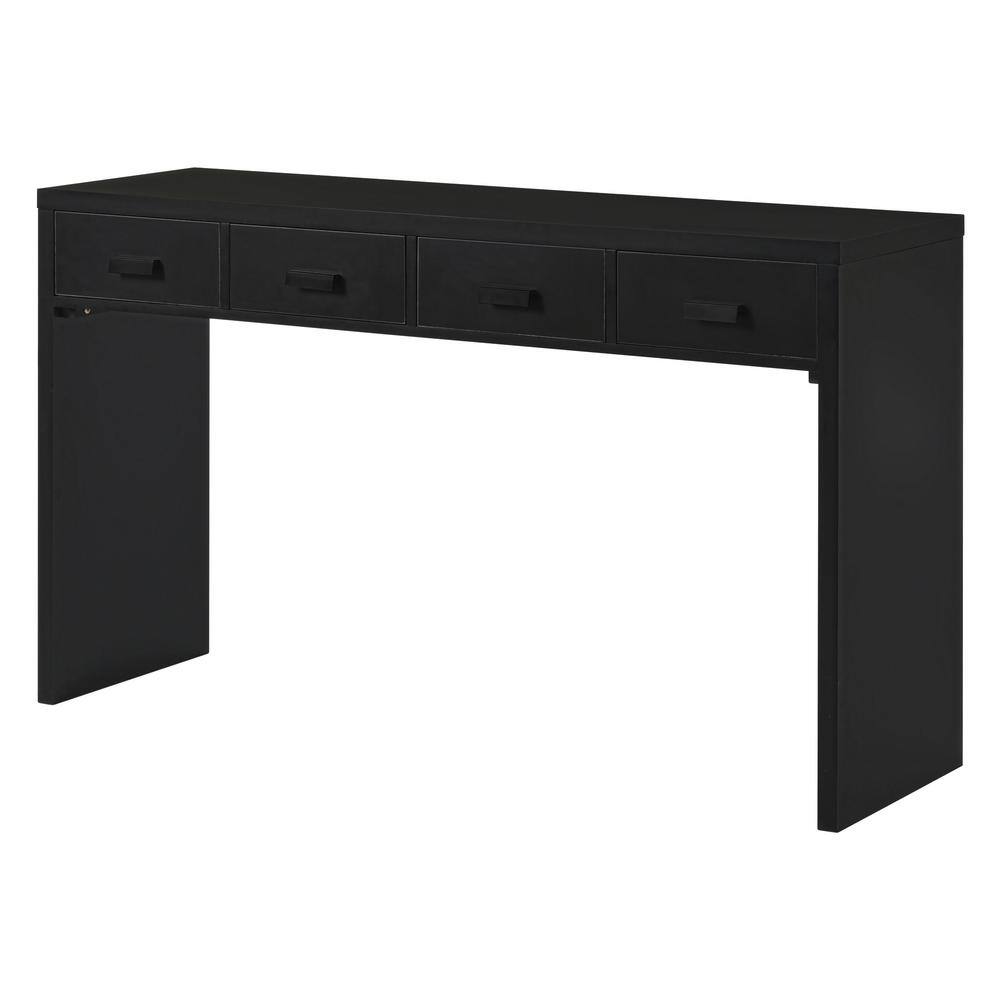 52 in. Black Rectangle Wood Console Table with Open Tabletop and 4 Drawers with Metal Handles for Living Room price history on PriceWatchPro