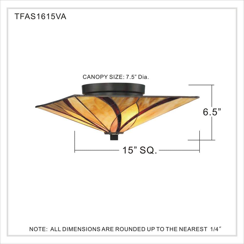 Valiant Bronze Tiffany Glass Flush Mount Ceiling Light