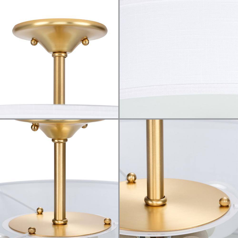 Elegant 18" Satin Brass Semi-Flush Mount with Summer Linen Shade