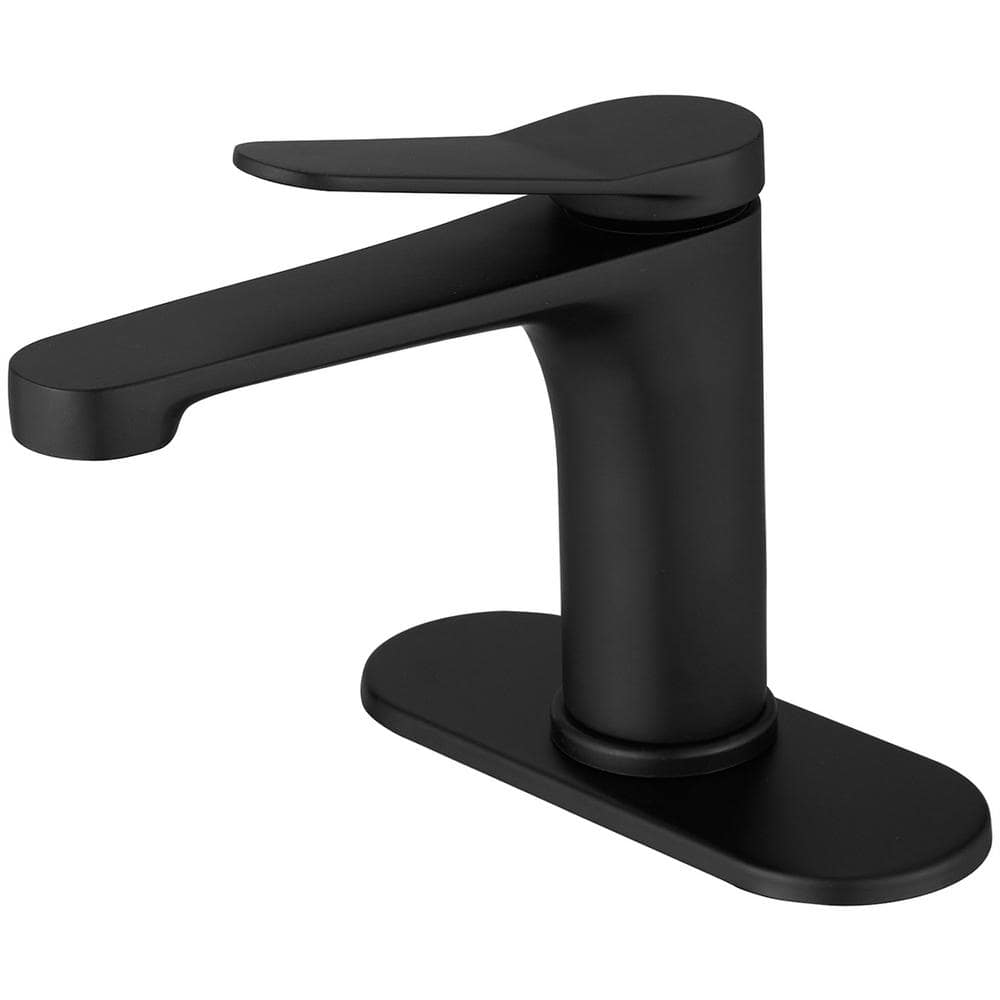 Single Handle Single Hole Bathroom Faucet with Drain and Deckplate Brass Bathroom Sink Basin Vanity Taps in Matte Black price history on PriceWatchPro