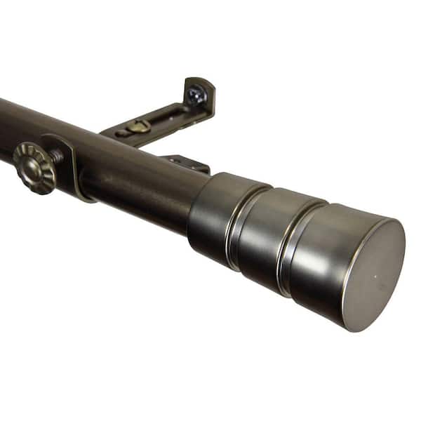 Rod Desyne 66 in. - 120 in. Antique Brass Telescoping Single Curtain Rod Kit with Rio Finial