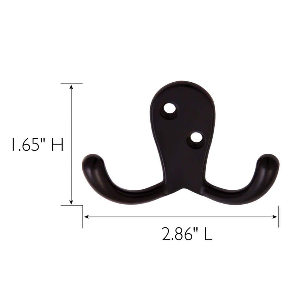 Matte Black Steel Double Hook 5-Pack