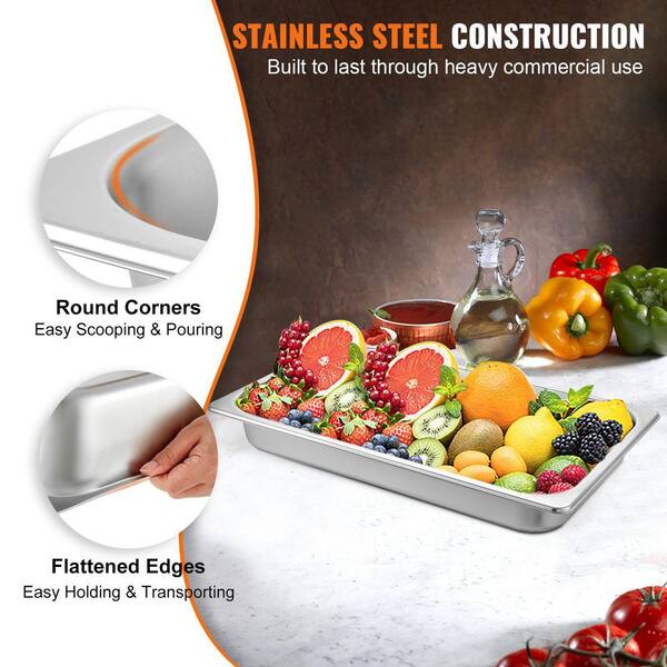 8.9 qt. Roasting Pans Stainless Steel Chafing Dish Buffet Set 20 x 12 x 2 in. Hotel Pans Full Size for Baking (6-pack)