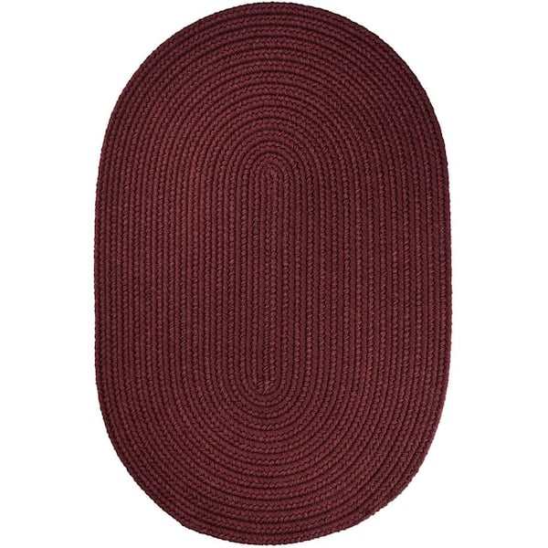 Unbranded Texturized Solid Burgundy Poly 2 ft. x 3 ft. Oval Braided Area Rug