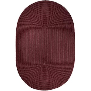 Texturized Solid Burgundy Poly 5 ft. x 8 ft. Oval Braided Area Rug