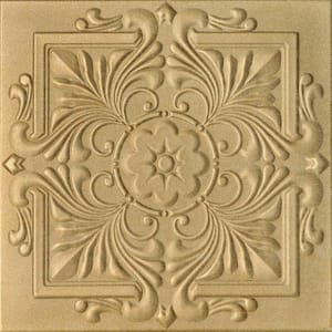 Victorian 1.6 ft. x 1.6 ft. Foam Glue Up Ceiling Tile in Light Brass (2.67 sq. ft./Each)