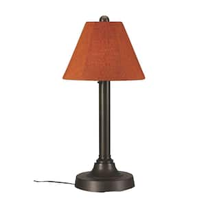 San Juan 30 in. Bronze OutdoorTable Lamp with Chile Linen Shade