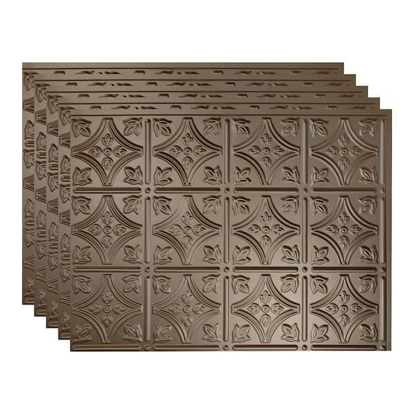 Fasade 18 in. x 24 in. Traditional #1 Argent Bronze Vinyl Backsplash Panel (Pack of 5)