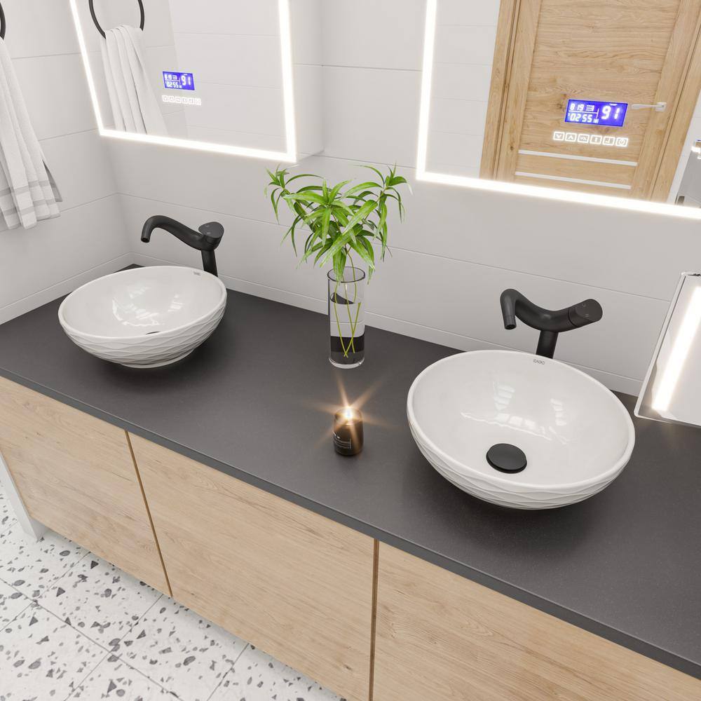 White Ceramic Round Vessel Bathroom Sink