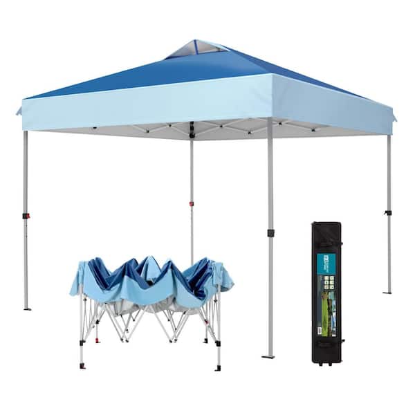 PHI VILLA 10 ft. x 10 ft. Instant Canopy Pop Up Tent in Mixed Blue With Wheeled Bag