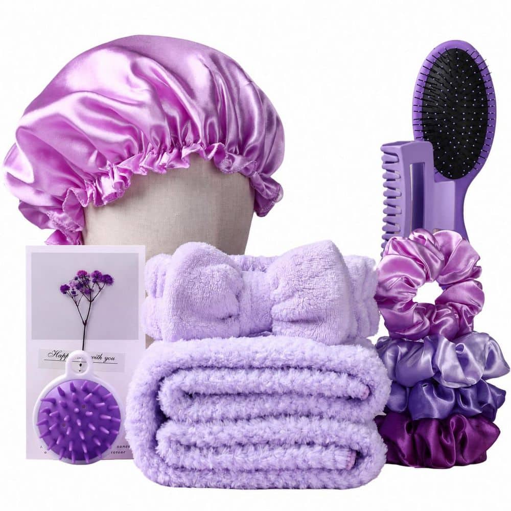 Pink Hair Care Bath Accessory Kit 12 Piece Microfiber Hair Towel Silk Bonnet Headband Brush Gift for Women price history on PriceWatchPro
