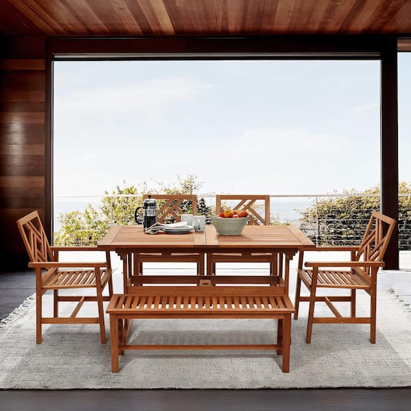 LuxenHome Carmel Wooden 30 in. H Extendable Outdoor Dining