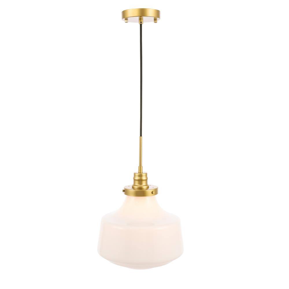 Timeless Home Liam 1-Light Brass Pendant with Frosted Glass Shade