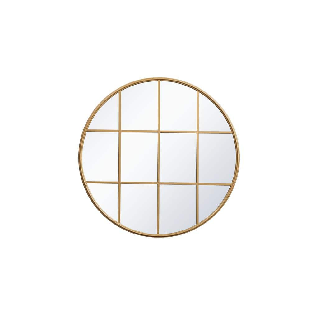 Medium Round Brass Contemporary Mirror (36.25 in. H x 36.25 in. W ...