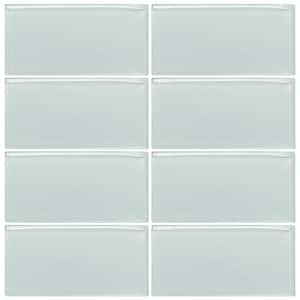 Morning Mist Blue 3 in. x 6 in. Subway Glossy Glass Wall Tile (10 sq. ft./Case)