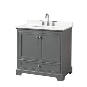 Deborah 36 in. W x 22 in. D x 35 in. H Single Bath Vanity in Dark Gray with Giotto Quartz Top