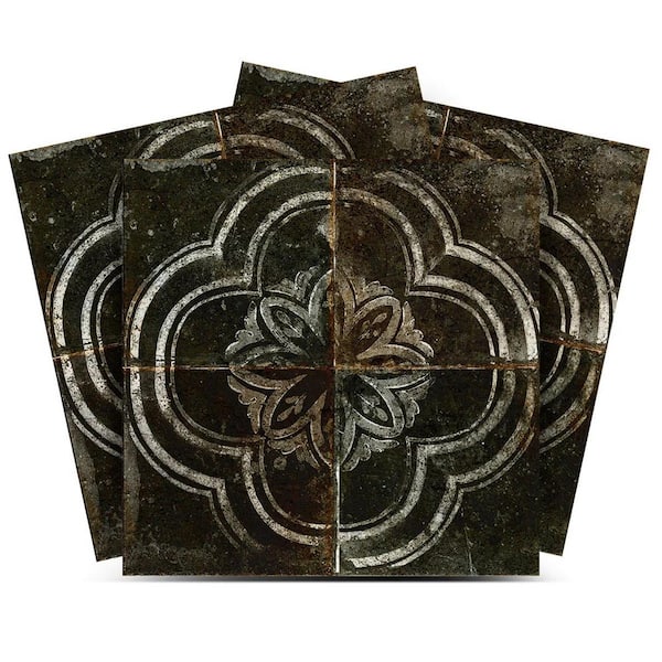 MI ALMA Black and Gray R55 7 in. x 7 in. Vinyl Peel and Stick Tile (24 Tiles, 8.17 sq. ft./Pack)