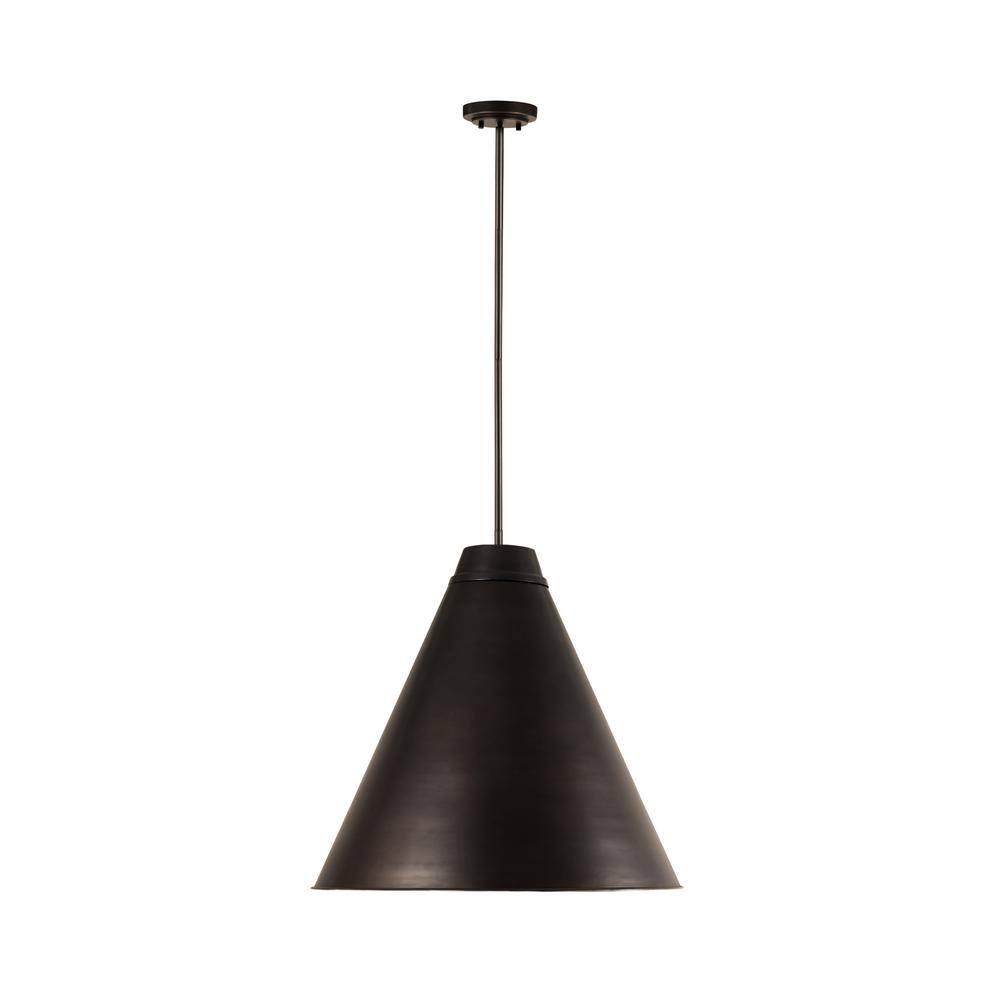 Eaton 24" Industrial Matte Black & Brushed Nickel Pendant Light