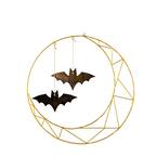 24 in. D Champagne Gold Halloween Wall Decor with Metal Bat Decorations and Micro LED Lights