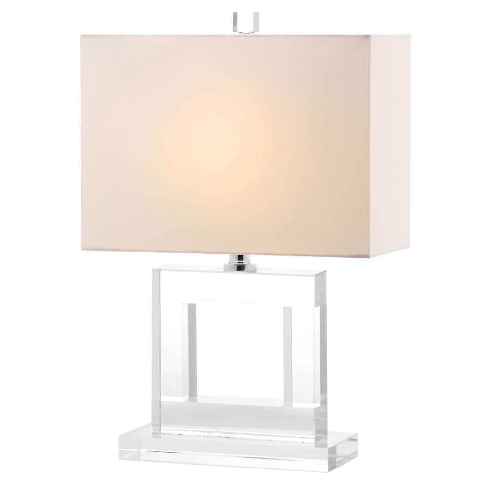 Sophisticated Square Crystal Table Lamp with White Linen Shade