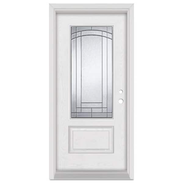 Stanley Doors 32 in. x 80 in. Chatham Left-Hand 3/4 Lite Patina Finished Fiberglass Oak Woodgrain Prehung Front Door