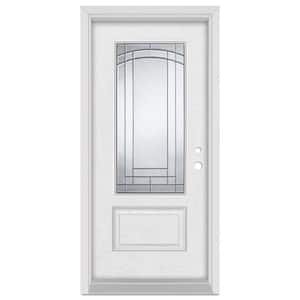 36 in. x 80 in. Chatham Left-Hand 3/4 Lite Patina Finished Fiberglass Oak Woodgrain Prehung Front Door