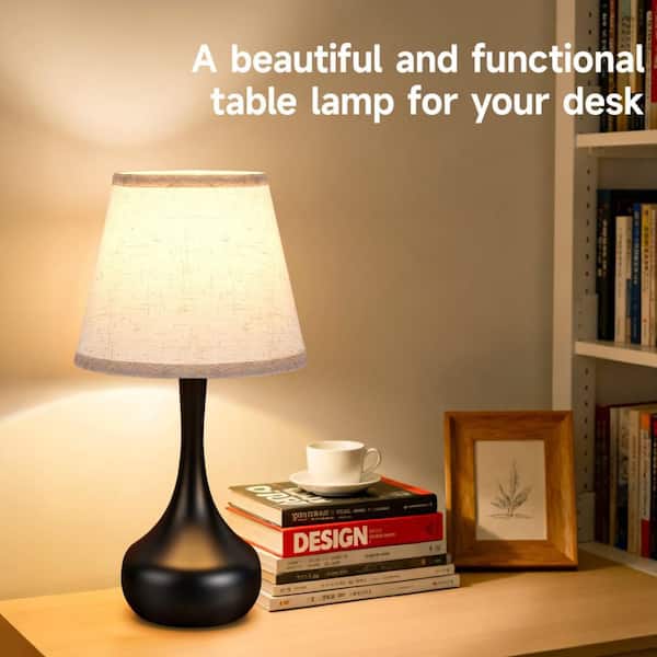42.25 in. Black LED Table Lamp Interior Lighting with Linen Shade and USB Port, 1 Bulb included