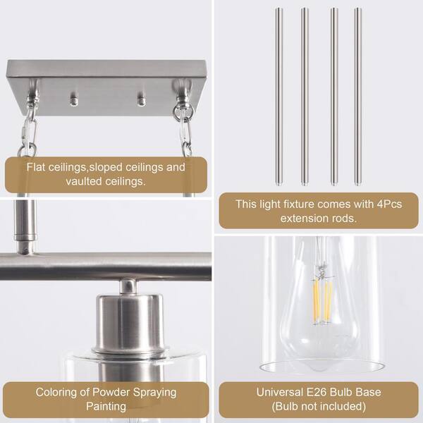 LWYTJO Delmis 4-Light Nickel Pendant Kitchen Linearlsland