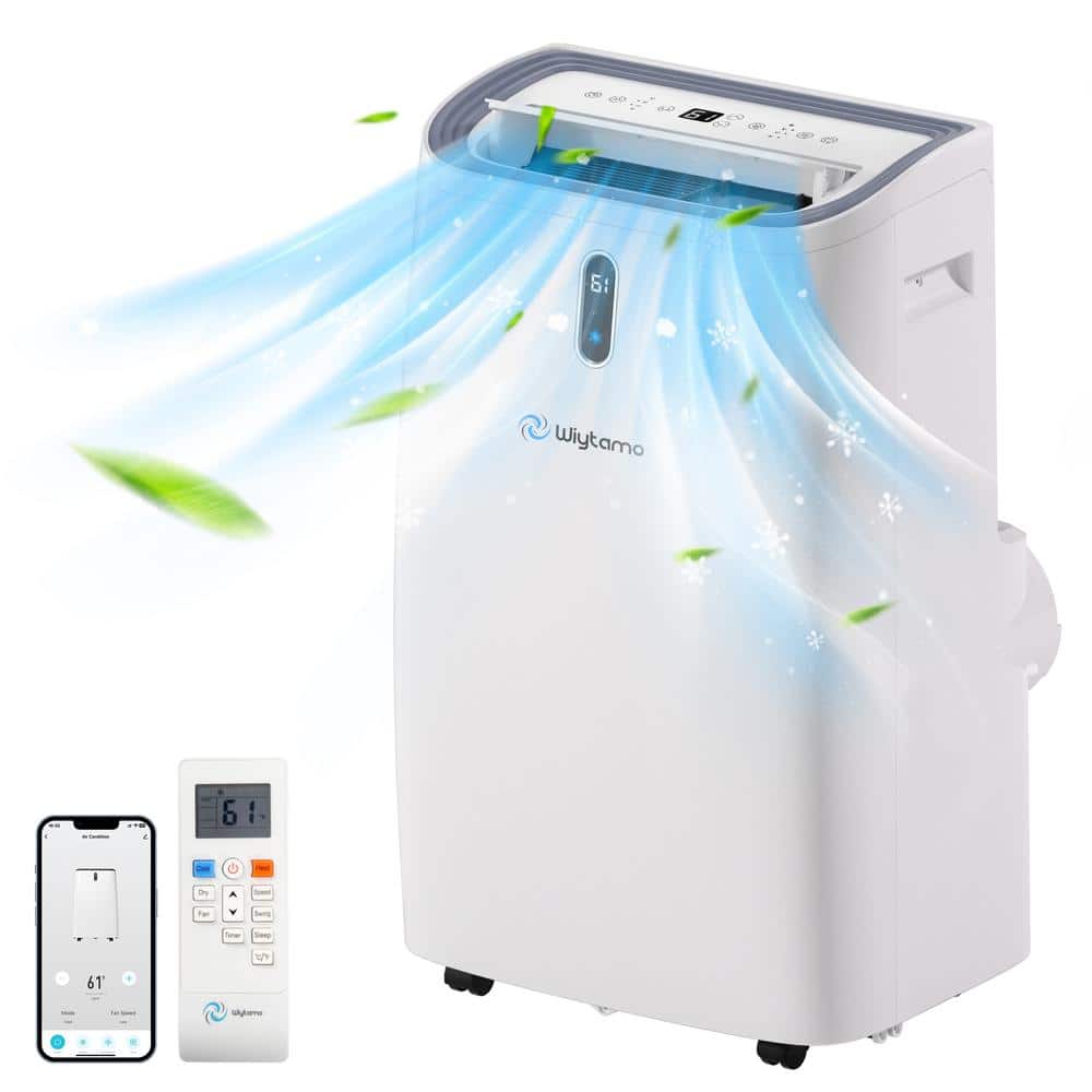 Wiytamo 9,500 BTU (DOE SACC) Portable Air Conditioner in White Cools 700 sq. ft. with Heater and Dehumidifier, WiFi Control
