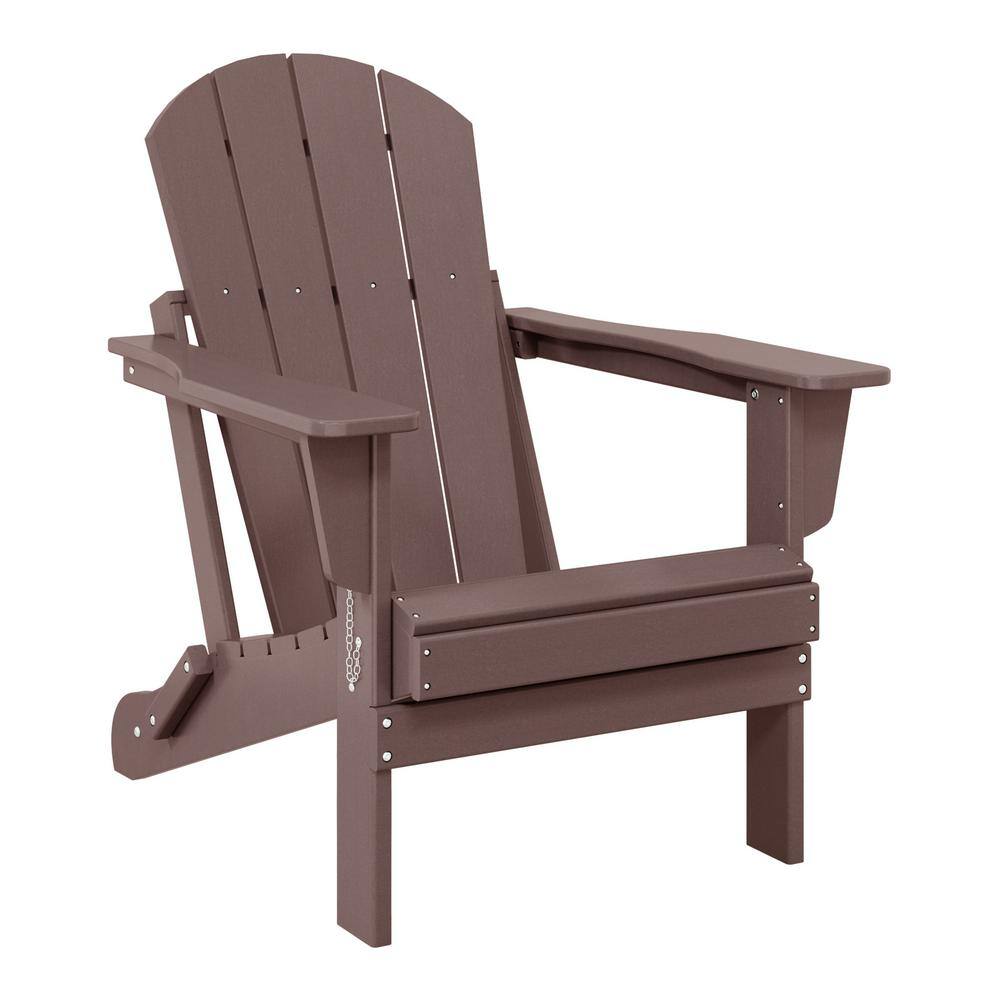 WESTIN OUTDOOR Laguna Fade Resistant Outdoor Patio HDPE Poly Plastic Classic Folding Adirondack Lawn Chair in Dark Brown 2001311 - The Home Depot
