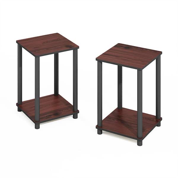 Furinno Turn-N-Tube 20 in. Tall Dark Cherry/Black Wood 3-Shelf Bookcase