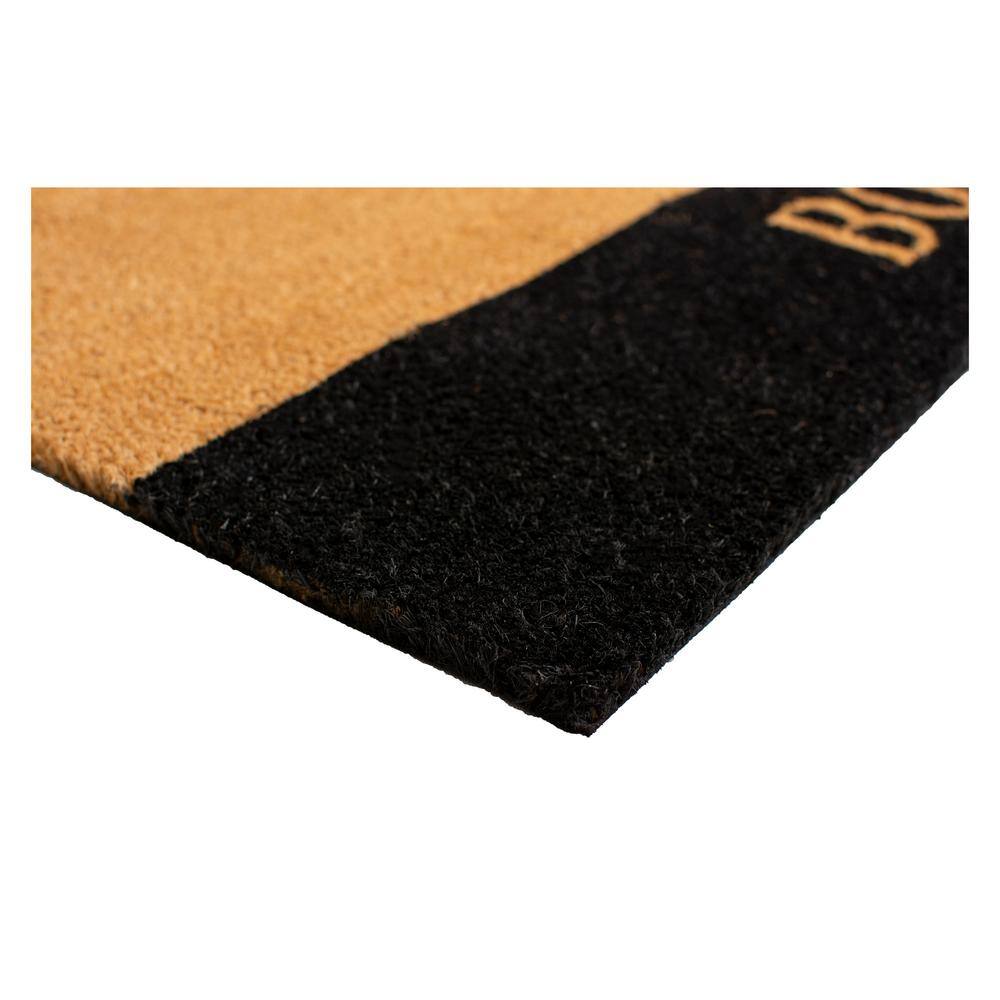 Bonjour Natural Coir and Black Vinyl Outdoor Doormat