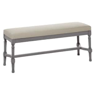 Gray Bench with Burlap Seat 18 in. X 47 in. X 16 in.