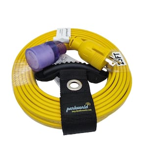 25 ft. 10/3 30 Amp 250-Volt Indoor/Outdoor Twist Lock NEMA L6-30 Flat Extension Cord with Lighted end, Yellow