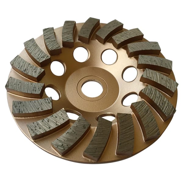 EDiamondTools 4.5 in Concrete Diamond Grinding Cup Wheel Rim, 18 Turbo Diamond Blade Segments, 7/8 in. 5/8 in. Non-Threaded Arbor