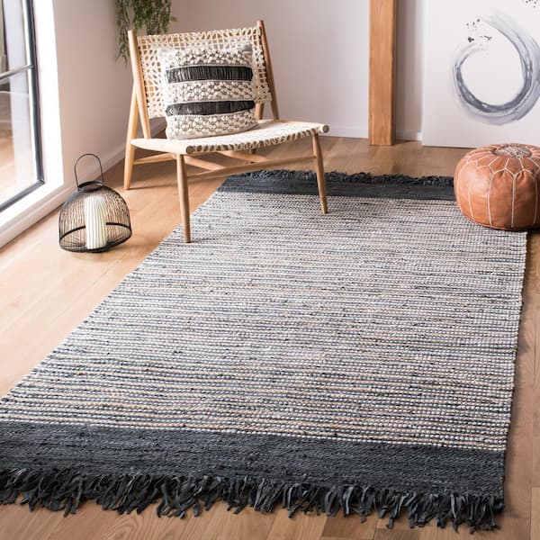 Vintage Leather Dark Gray/Multi 8 ft. x 10 ft. Striped Area Rug