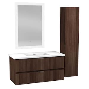 39 in. W x 18 in. D x 20 in. H White 1-Basin Bath Vanity Set in Dark Brown with White Vanity Top and Mirror