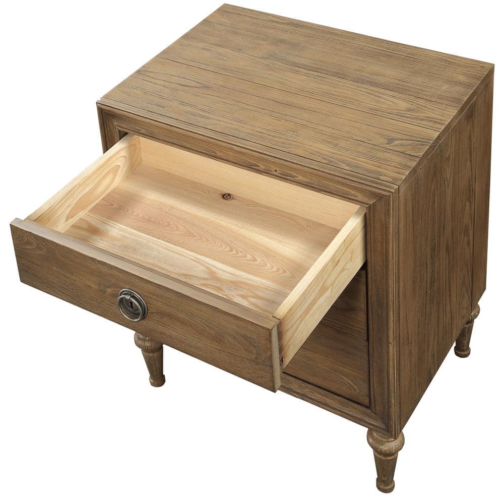 Inverness Reclaimed Oak 3-Drawer Nightstand with Tapered Legs
