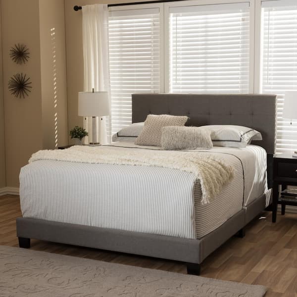 Baxton Studio Brookfield Contemporary Gray Fabric Upholstered King Size Bed